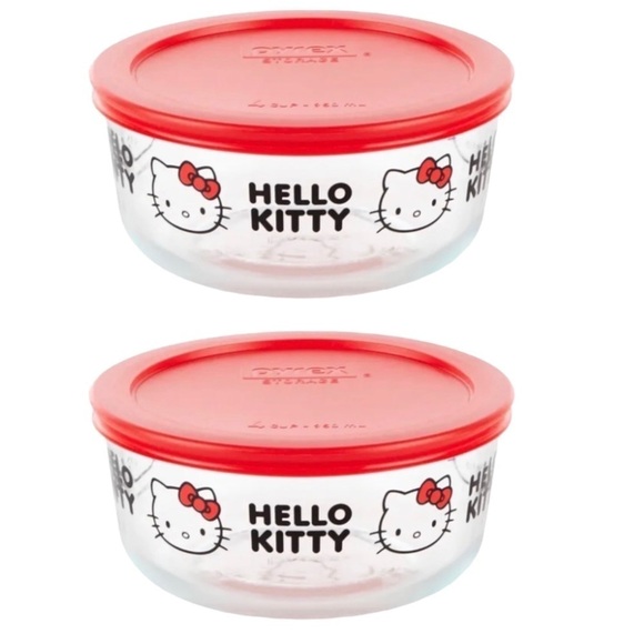 Pyrex | Kitchen | New Pyrex Hello Kitty Sanrio 4 Cup Glass Food Storage ...